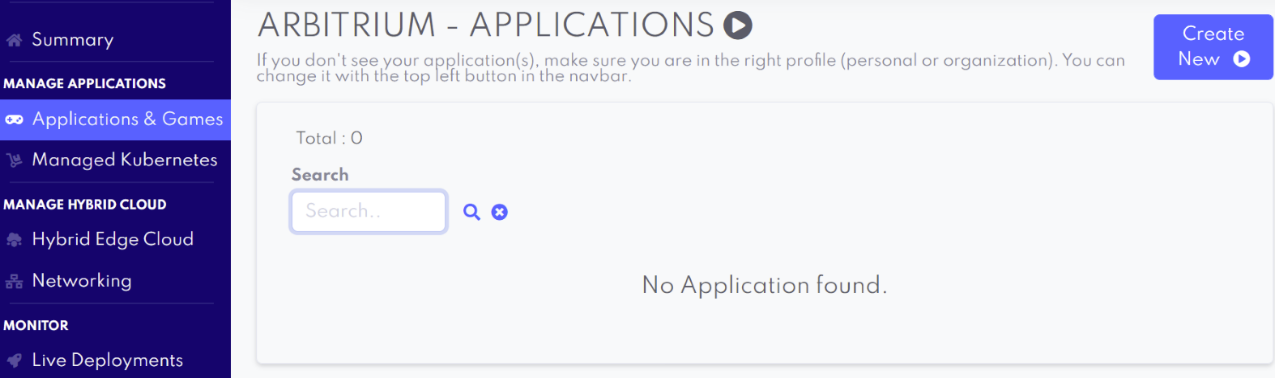 app creation buton